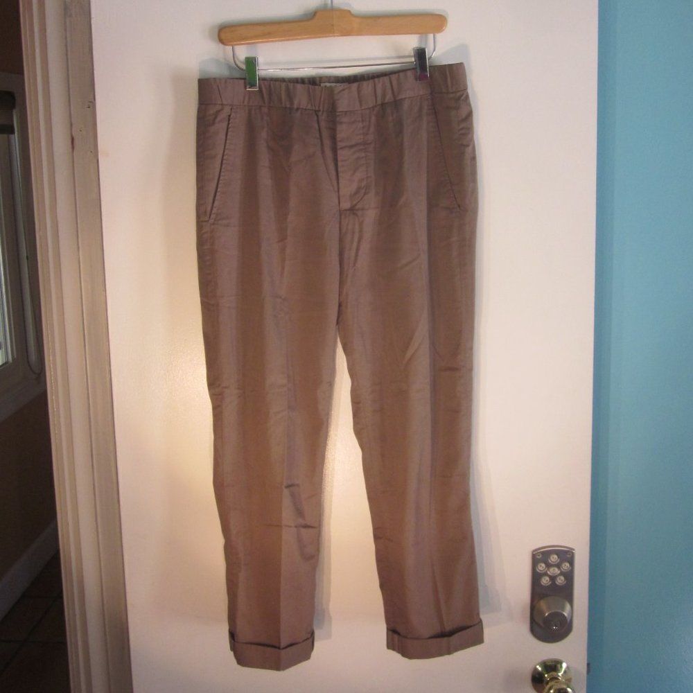 Marni for H&M Khaki Womens Size 10 Cotton Crop Cuffed Casual Pants 32" Waist